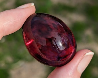 Handmade Glass Egg, Deep Transparent Red Solid Design, Borosilicate Art