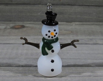 Glass Snowman Ornament - Handmade Borosilicate Glass