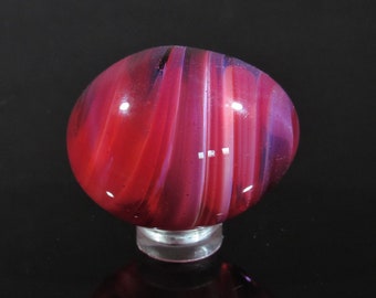 Handmade Glass Egg, Transparent Cranberry Pink Swirl Solid Design, Borosilicate Art