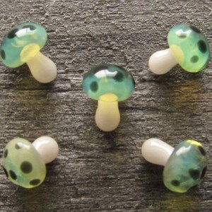 Light Green Mushroom Pearls, Mini Glass Sculpture, Handmade Borosilicate Art