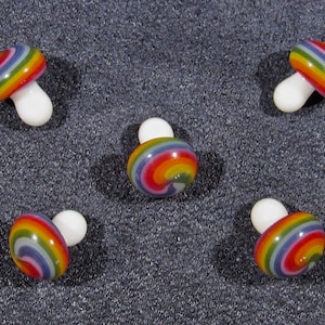 Rainbow Mushroom Pearls, New Colors Option B, Mini Glass Sculpture,  Handmade Borosilicate Art