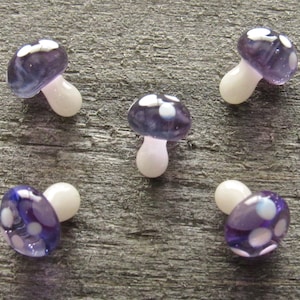 Transparent Purple Mushroom Pearls, Mini Glass Sculpture, Handmade Borosilicate Art