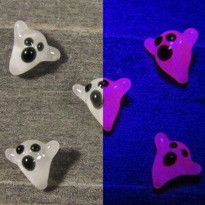 UV Ghost Pearls v2.0, Mini Glass Sculpture, Handmade Borosilicate Art