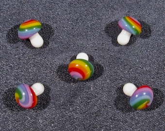 Rainbow Mushroom Pearls, New Colors Option A, Mini Glass Sculpture,  Handmade Borosilicate Art