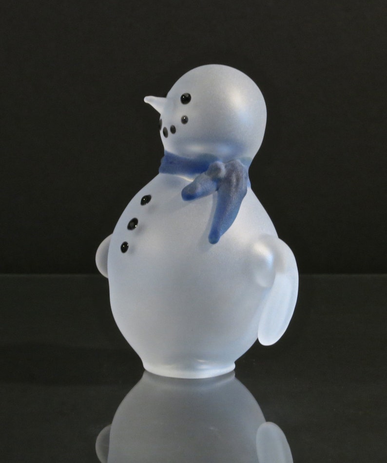 Sandblasted Blown Glass Snowman Handmade Borosilicate Sculpture