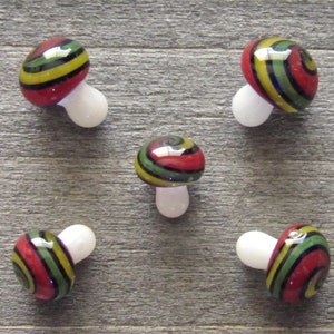 Rasta Mushroom Pearls, Mini Glass Sculpture,  Handmade Borosilicate Art