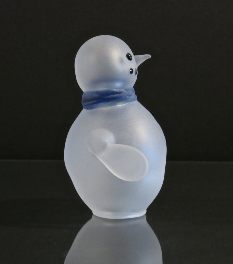 Sandblasted Blown Glass Snowman Handmade Borosilicate Sculpture