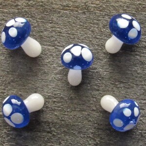 Transparent Blue Mushroom Pearls, Mini Glass Sculpture, Handmade Borosilicate Art