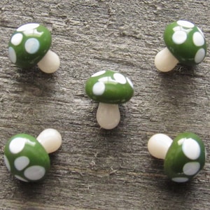 Green Mushroom Pearls, Mini Glass Sculpture, Handmade Borosilicate Art