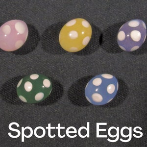 Egg Pearls, Pastel Colors with White Spots, Choose from 5 Colors, Mini Glass Sculpture - Handmade Borosilicate Art