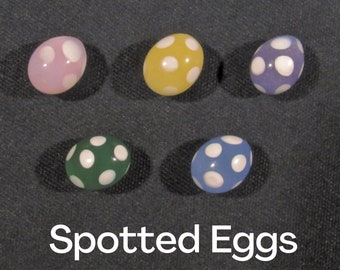 Egg Pearls, Pastel Colors with White Spots, Choose from 5 Colors, Mini Glass Sculpture - Handmade Borosilicate Art