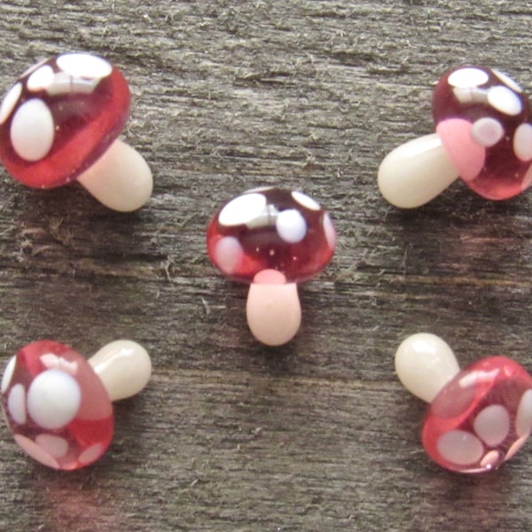 Transparent Pink Mushroom Pearls, Mini Glass Sculpture, Handmade Borosilicate Art