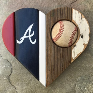 Atlanta Braves Reclaimed Wood Baseball Heart