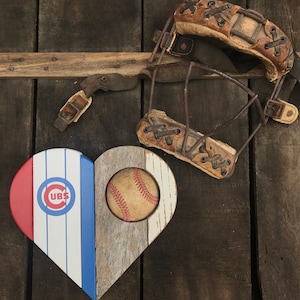 Chicago Cubs Reclaimed Wood Baseball Heart - Etsy