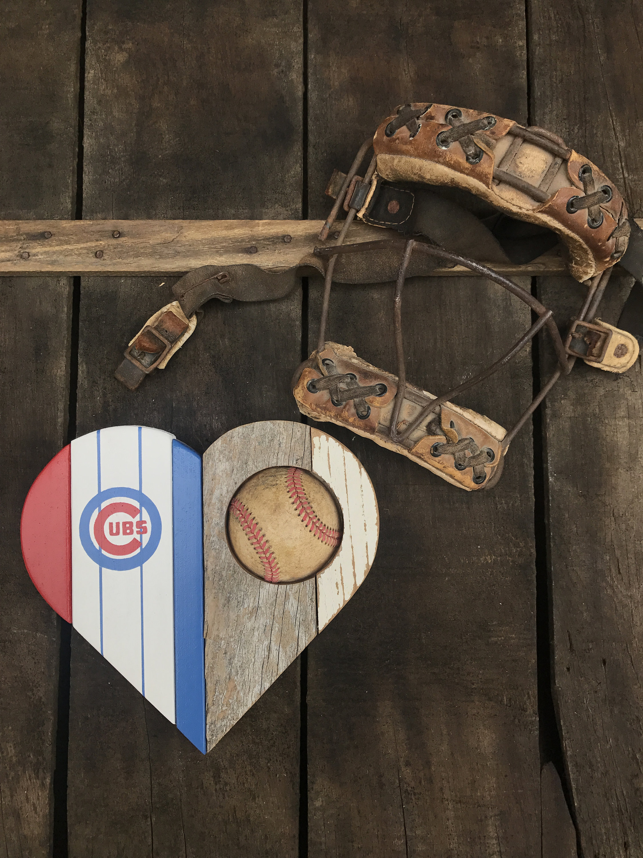 Chicago Cubs Reclaimed Wood Baseball Heart - Etsy