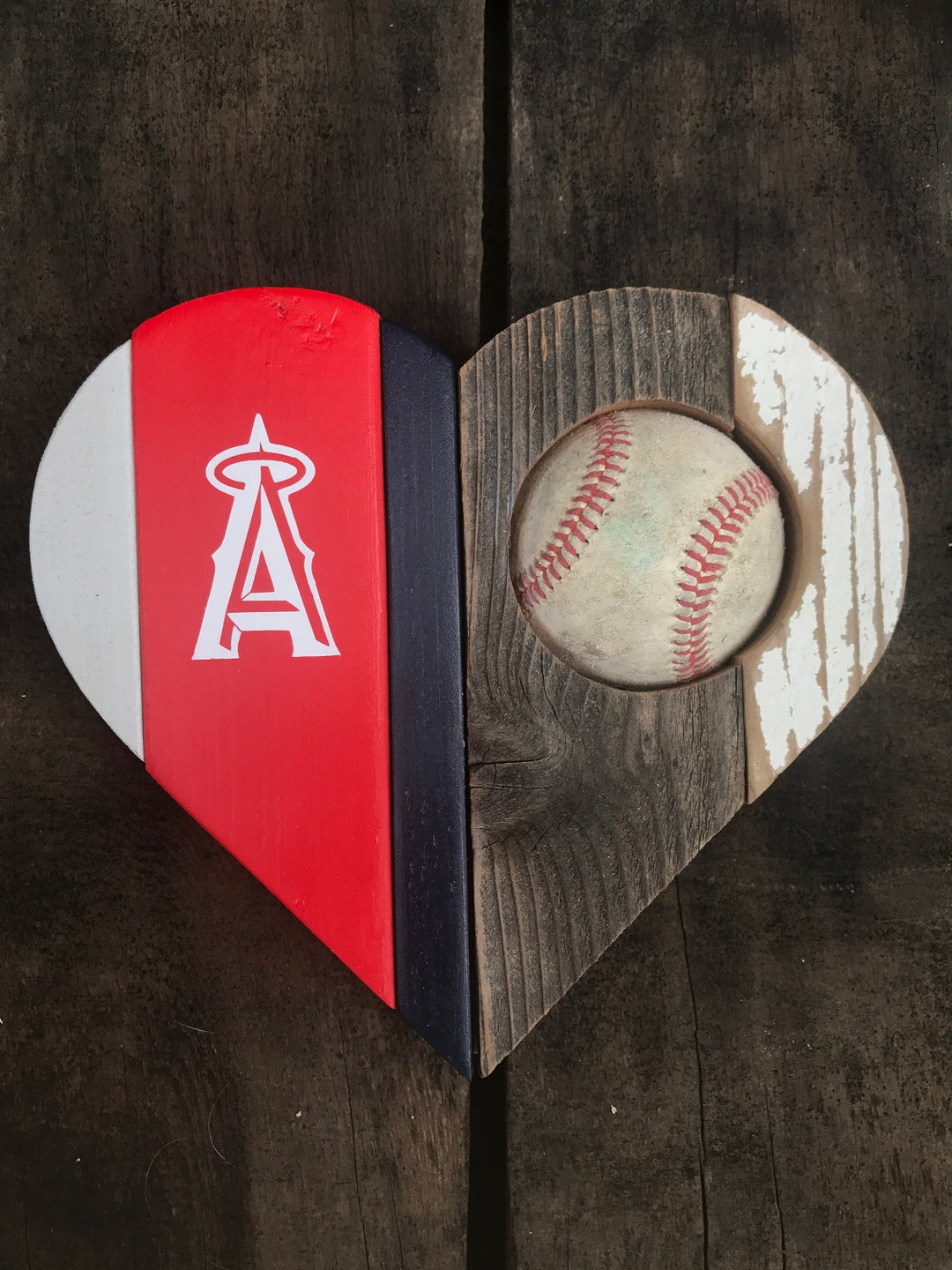 Reclaimed Wood Los Angeles Angels of Anaheim Baseball Heart Etsy