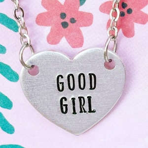 Good Girl Necklace, Smut Necklace, Romance Book Necklace, Metal Stamped Necklace, Hypoallergenic Jewlery, Gift for Reader, Bookish Necklace