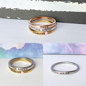 Enkele ring, vloekring, godslastering, vloekende sieraden, niet vandaag ring, nee ring, roségouden ring, roestvrijstalen ring, grappig cadeau, brutaal