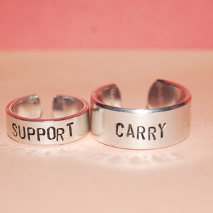 Support and Carry, Metal Stamped Rings, League, Gamer Gift, Couples rings, BFF rings, Best friend gift, Gamer Gifts, Gamer couples rings image 4