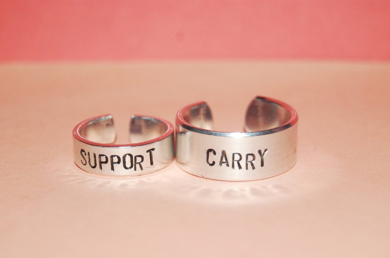 Support and Carry, Metal Stamped Rings, League, Gamer Gift, Couples rings, BFF rings, Best friend gift, Gamer Gifts, Gamer couples rings image 4