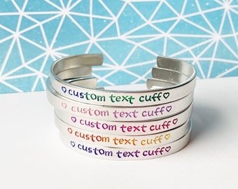 Wholesale Bracelets, metal stamped cuff bracelets, hand stamped cuffs, colorful custom cuff bracelets, wedding party gift, bridal party gift