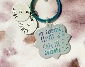 Personalized My Favorite People Call Me Grandpa keychain,  Metalstamped keychain, Handstamped keychain, gift for grandpa, gift for dad