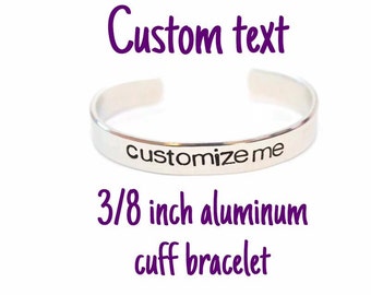 custom text bracelet, metal stamped bracelet, cuff bracelet, personalized jewelry, personalized cuff bracelet, hypoallergenic bracelet