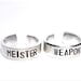 Weapon and Meister, Aluminum Ring, Adjustable Ring, Metal stamped ring, BFF ring set, Anime jewelry, Anime ring, couple rings, geeky ring