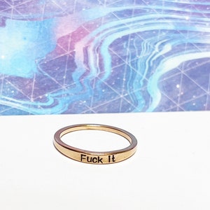 Single ring, swear ring, profanity ring, sweary jewelry, not today ring, nope ring, rose gold ring, stainless steel ring, funny gift, sassy image 8