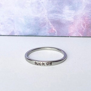 Single ring, swear ring, profanity ring, sweary jewelry, not today ring, nope ring, rose gold ring, stainless steel ring, funny gift, sassy image 9