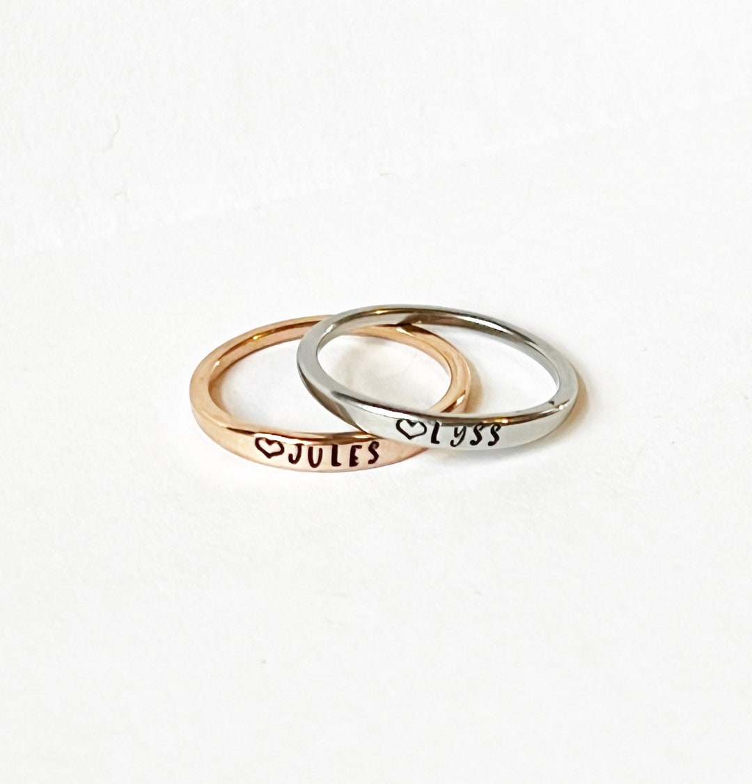 Friendship Rings With Names Custom Name Rings, Stacking Name Rings, Best Friend Rings, Bff Ring Set ...