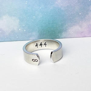 Angel Number Ring, Adjustable Ring, Hypoallergenic Aluminum Ring, Custom Date Jewelry, Angel Number Jewelry, hidden text ring, hidden number