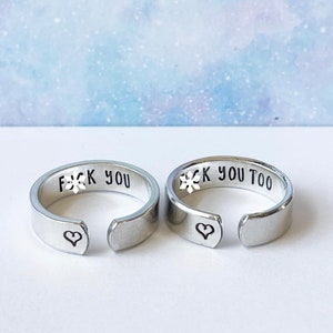profanity ring, hidden profanity ring, hidden f word, f you ring, bff ring set, sassy gift, best friend gift, sweary ring, hand stamped ring
