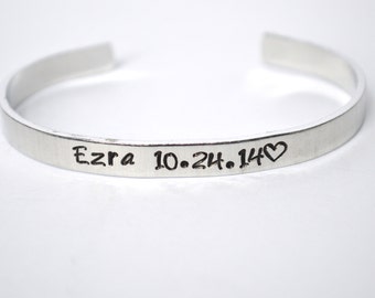 mommy / pet bracelet with custom text aluminum cuff // mothers day gift for mom hand stamped metal stamped