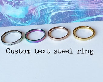 Custom text, stainless steel ring, rose gold plated, go away ring, metal stamped ring, hand stamped ring, sassy ring, custom jewelry, rude