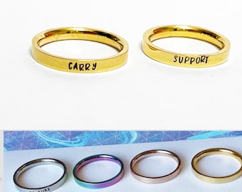 Support and carry rings, stainless steel ring PAIR, gamer rings, gamer couple gift, video game rings, geeky jewelry, geekery, geek