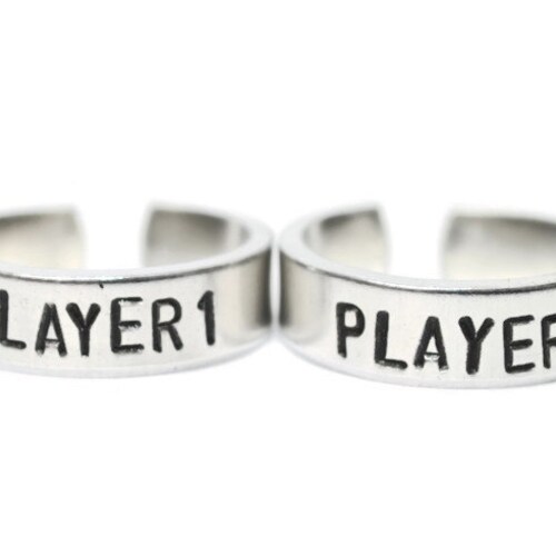 Player 1 and Player 2 Adjustable Ring PAIR Ready to Ship | Etsy India