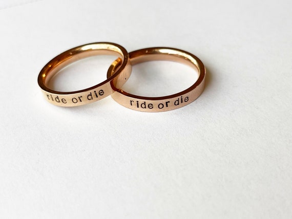 Ride or Die Rings Best Friend Rings Rainbow Ring Set Metal