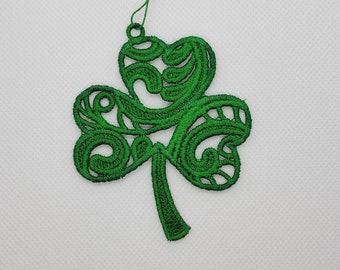 Shamrock Ornament, Irish Ornament, St. Patrick’s Ornament, Irish Decoration, FSL Ornament, Free Standing Lace, St. Patrick’s Day Ornament