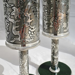 SILVER CHALICES. Wine or Spirits.Solid Silver & Jade.Crafted in USA