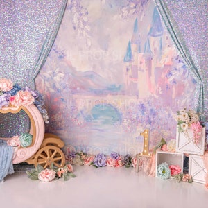 Fairytale Birthday &gt;&gt; digital image backdrop for photography composite &gt;&gt; cake smash first birthday, princess, fairytale, digital backdrop