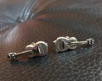 Vintage Sterling Guitar Earrings
