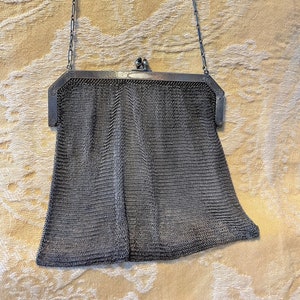 Whiting & Davis Co Mesh Tasche, Flapper Handtasche, 1920er Jahre gelötet Mesh, Antike Netztasche