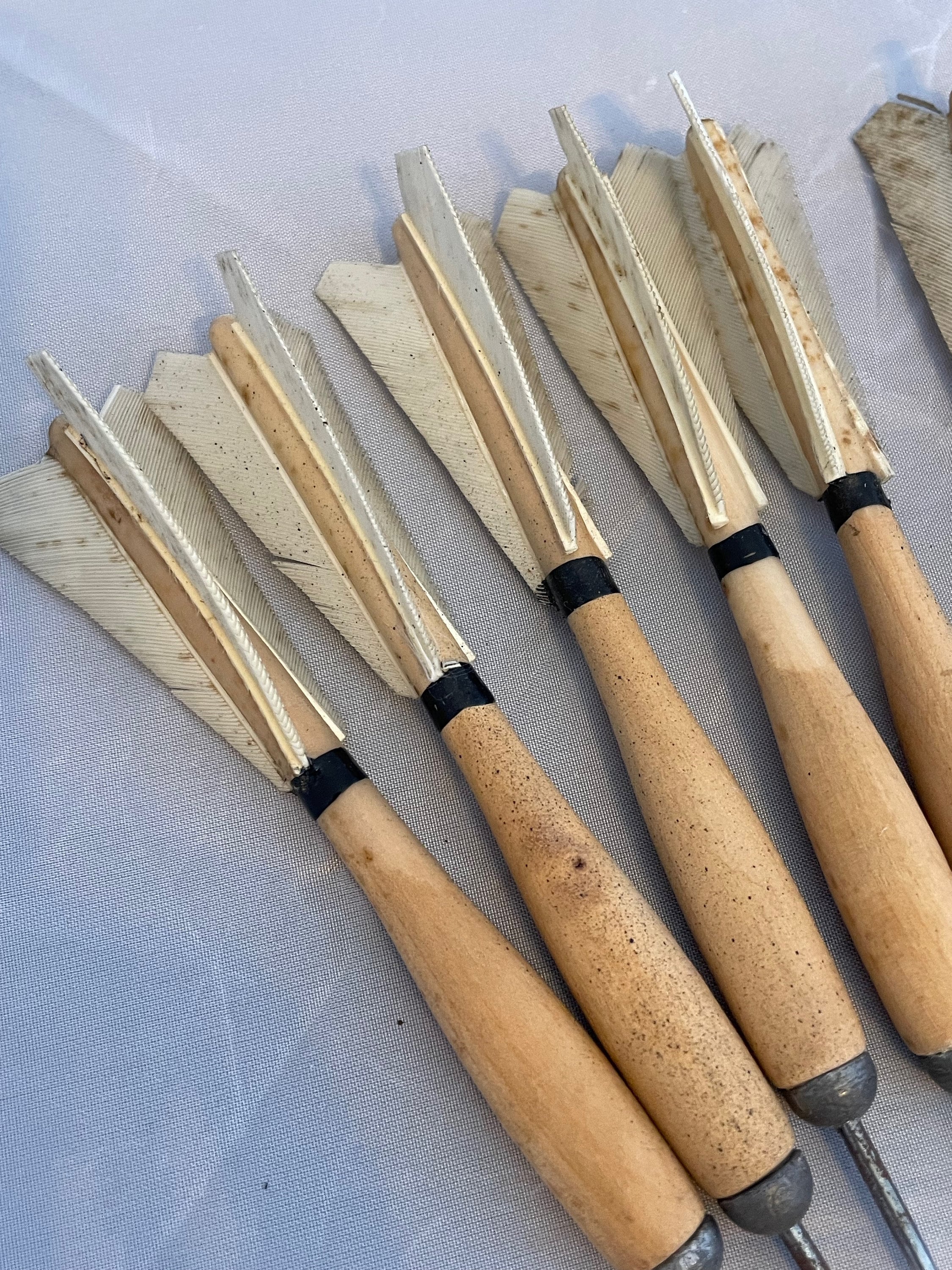 10 Vintage Wooden Darts With Feathers Old Wood Darts Turkey Etsy