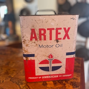 Vintage ARTEX Motor Oil Can 2 Gallon, Antique Oil Can, Artex oil Can, Collectable Oil Cans, Old Motor Oil Can