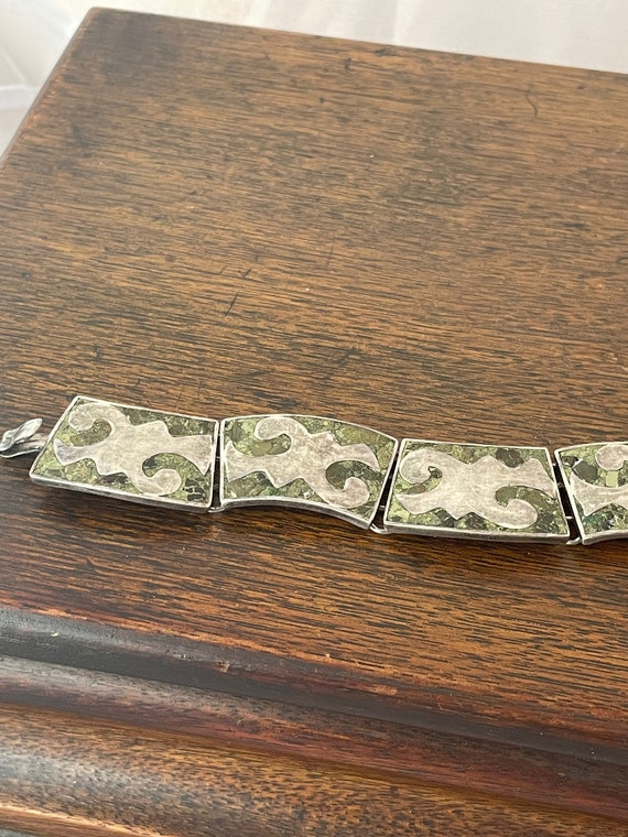 Vintage Mexico Sterling 6 piece Hinged Bracelet, … - image 8