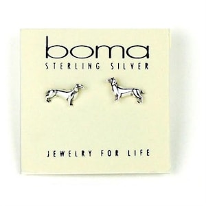 925 Sterling Silver Dachshund Studded Earrings