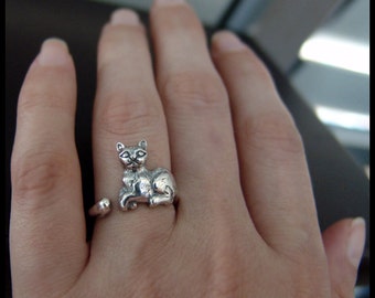 Silver-coated Cat Ring for Cat Lovers