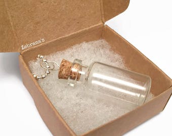 Vial necklace (bottle necklace, empty vial necklace, blood vial necklace, memorial jewelry, jar necklace, glass vial, message in a bottle)