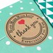 Handmade with love stickers - set of 12 stickers (kraft stickers thank you sticker paper supply etsy shop supply packing supplies heart)